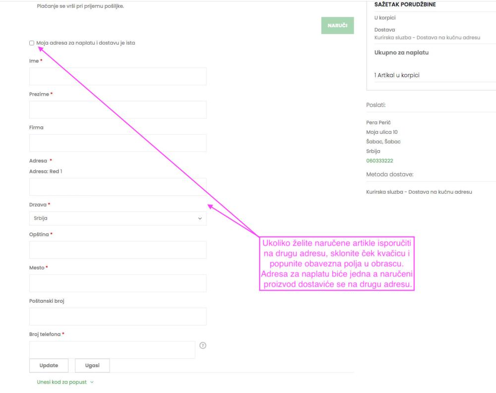 adresa za dostavu