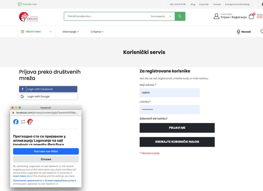prijava preko drustvenih mreza